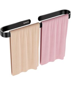 Igoods Handdoekrek - Handdoekstang Zelfklevend - Handdoekhouder - Muurbevestiging Zonder Boren - 50CM - RVS - Mat Zwart