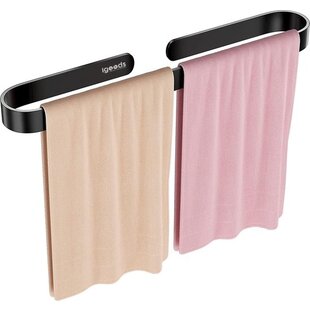 Igoods Handdoekrek - Handdoekstang Zelfklevend - Handdoekhouder - Muurbevestiging Zonder Boren - 50CM - RVS - Mat Zwart