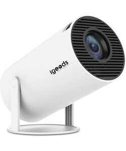 Igoods Projector - Mini-beamer - Videoprojector - Draagbare Projector - HD - Streamen - 180° draaibaar - Met Afstandbediening - Wifi 6 - Bluetooth 5.0 - Wit