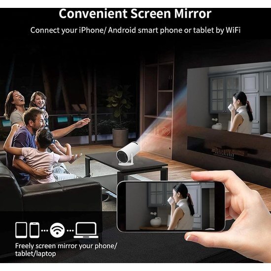 Igoods Igoods Projector - Mini-beamer - Videoprojector - Draagbare Projector - HD - Streamen - 180° draaibaar - Met Afstandbediening - Wifi 6 - Bluetooth 5.0 - Wit