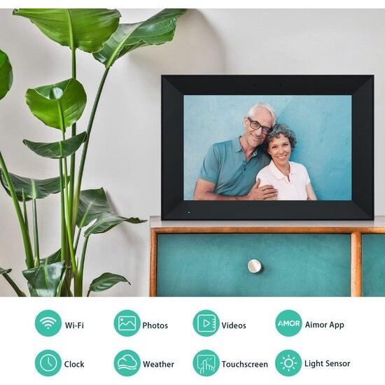 Igoods Igoods Digitale Fotolijst - HD Fotolijst - 10.1 inch Display - Fotokader - IPS Touchscreen - Frameo App - 32GB - Zwart