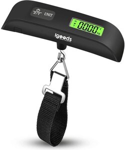 Igoods Digitale kofferweegschaal - Bagageweegschaal tot 50KG - Bagage weegschaal inclusief batterij - Zwart