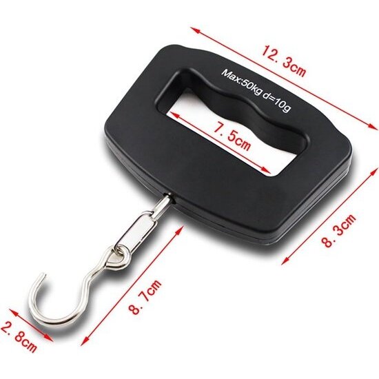 Imtex Imtex Bagageweegschaal - Kraanweegschaal - Draagbare Weegschaal - Hangweegschaal - Tarra Functie - Tot 50kg - Inclusief 2 Batterijen - Zwart