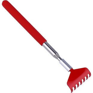 Igoods Uitschuifbare Rugkrabber - Ruggenkrabber - Telescopisch - Massage - Verstelbaar - Anti-jeuk - RVS - Rood