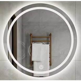 Igoods Badkamerspiegel - Aluminium Badkamerspiegel met LED-verlichting - Wandspiegel - Make-up Spiegel - Rond - 70cm