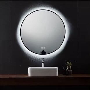 Igoods Badkamerspiegel - Aluminium Badkamerspiegel met LED-verlichting - Wandspiegel - Make-up Spiegel - Anti-Condens - Rond - 80cm