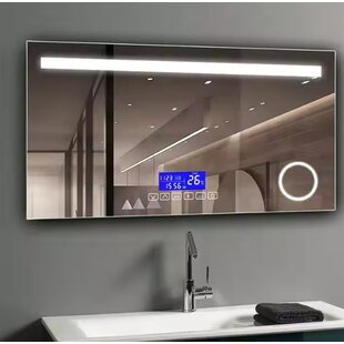 Igoods Badkamerspiegel - Aluminium Badkamerspiegel met LED-verlichting - Wandspiegel - Anti-Condens - IP44 Spatwaterdicht - Rechthoek - 90x70cm