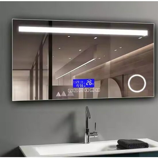 Igoods Igoods Badkamerspiegel - Aluminium Badkamerspiegel met LED-verlichting - Wandspiegel - Anti-Condens - IP44 Spatwaterdicht - Rechthoek - 90x70cm