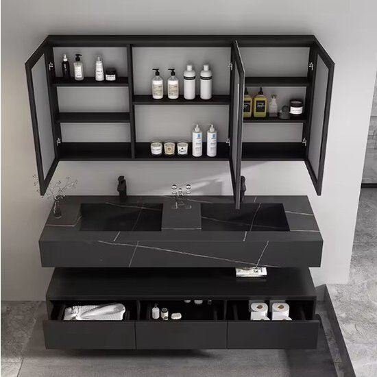 Igoods Igoods Badkamer Spiegelkastje - Aluminium Badkamerspiegel met LED-verlichting - Wandspiegel - Anti-Condens - Rechthoek - 100x80cm