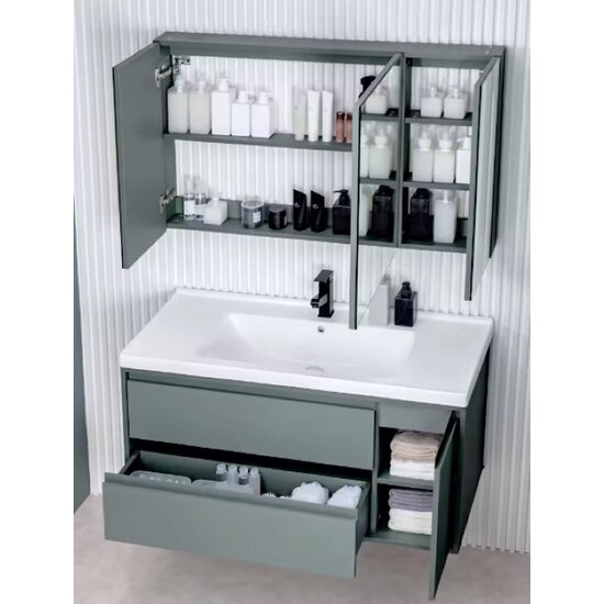 Igoods Igoods Badkamer Spiegelkastje - Aluminium Badkamerspiegel met LED-verlichting - Wandspiegel - Anti-Condens - Rechthoek - 100x80cm