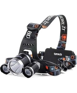 Igoods Hoofdlamp - 3 LED Hoofdlamp - Oplaadbare Hoofdlamp - Verstelbaar - Headlight - Inclusief Batterij