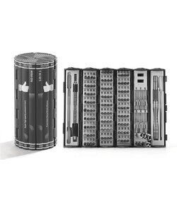 Igoods Schroevendraaierset - Cilindervormige Schroevendraaierset - 128-Delig - Precisie Schroevendraaier Set - Grijs