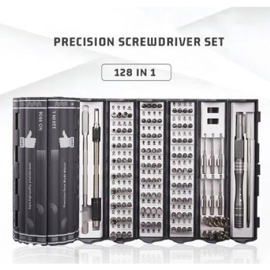 Igoods Igoods Schroevendraaierset - Cilindervormige Schroevendraaierset - 128-Delig - Precisie Schroevendraaier Set - Grijs