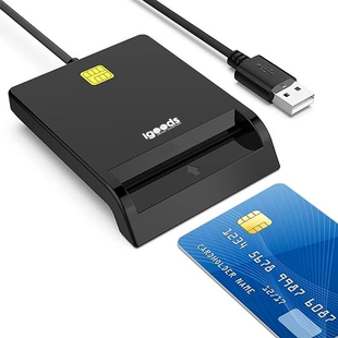 Igoods USB ID Kaartlezer - USB 3.0 Kaartlezer - Smartkaart Lezer - ID Card Reader - Credit Card Lezer - Zwart