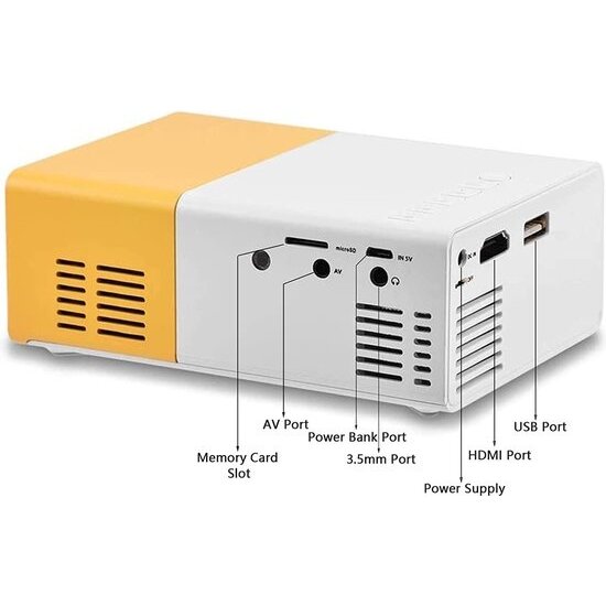 Igoods Igoods Mini Beamer - Led Projector Voor Multimedia - Draagbare Filmprojector - Home Cinema - Ondersteuning Voor AV/USB/HDMI/TF-Ingang Voor Home Entertainment