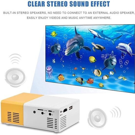 Igoods Igoods Mini Beamer - Led Projector Voor Multimedia - Draagbare Filmprojector - Home Cinema - Ondersteuning Voor AV/USB/HDMI/TF-Ingang Voor Home Entertainment