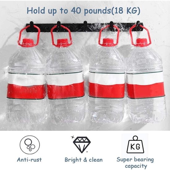 Igoods Igoods Wandkapstok - Kledinghanger - 5 Haakjes - Zwart