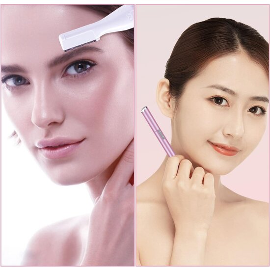 Igoods Igoods Precisietrimmer - Facial Care - Wenkbrauw Trimmer - Gezichtshaar Trimmer - Epileer Apparaat - Gezichtshaar Verwijderaar - Ontharing - Inclusief Borsteltje en Opzetstuk - Dames - Roze
