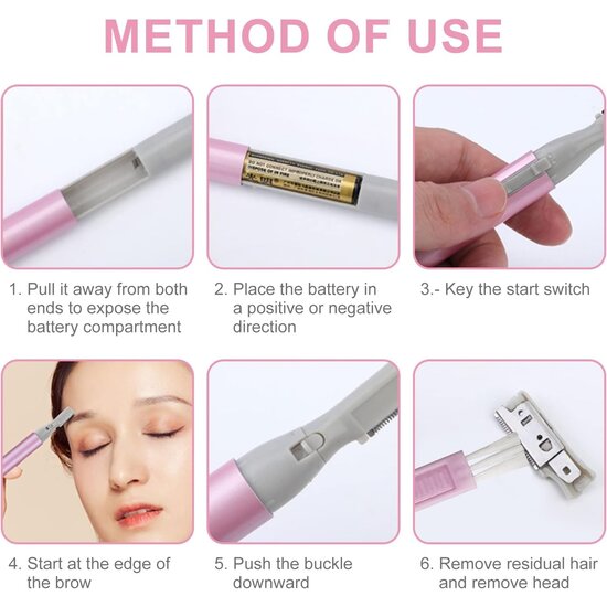 Igoods Igoods Precisietrimmer - Facial Care - Wenkbrauw Trimmer - Gezichtshaar Trimmer - Epileer Apparaat - Gezichtshaar Verwijderaar - Ontharing - Inclusief Borsteltje en Opzetstuk - Dames - Roze