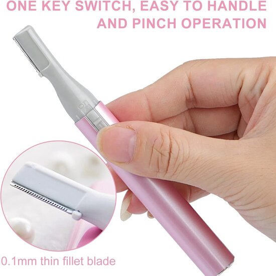 Igoods Igoods Precisietrimmer - Facial Care - Wenkbrauw Trimmer - Gezichtshaar Trimmer - Epileer Apparaat - Gezichtshaar Verwijderaar - Ontharing - Inclusief Borsteltje en Opzetstuk - Dames - Roze