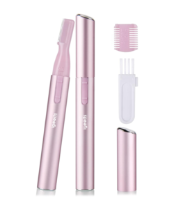 Igoods Precisietrimmer - Facial Care - Wenkbrauw Trimmer - Gezichtshaar Trimmer - Epileer Apparaat - Gezichtshaar Verwijderaar - Ontharing - Inclusief Borsteltje en Opzetstuk - Dames - Roze
