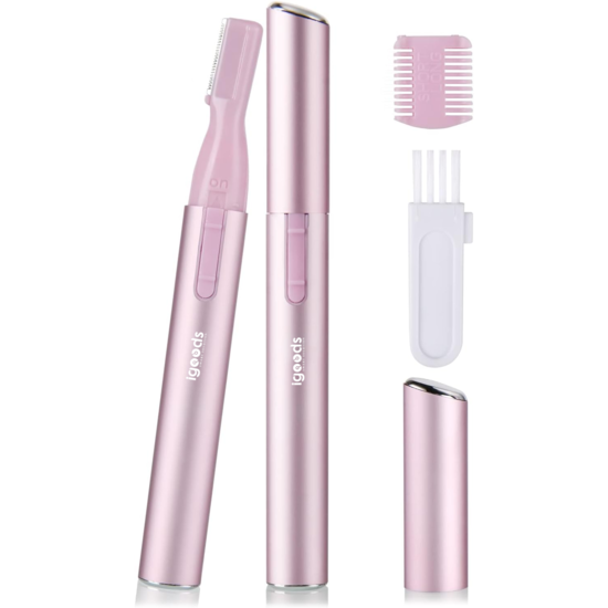 Igoods Igoods Precisietrimmer - Facial Care - Wenkbrauw Trimmer - Gezichtshaar Trimmer - Epileer Apparaat - Gezichtshaar Verwijderaar - Ontharing - Inclusief Borsteltje en Opzetstuk - Dames - Roze