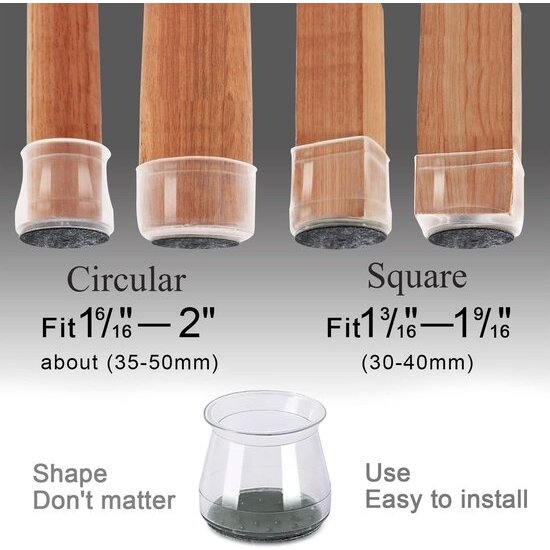 Igoods Igoods Stoelpoot Beschermers - Stoelpootdoppen - Meubelbeschermers Transparant - 24 Stuks - Maat  M