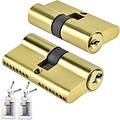 Igoods Igoods Cilinderslot - Profielcilinder - Deurcilinder - 60mm Dubbele cilinder - Incl 5 Sleutels - Goudkleurig - 2st
