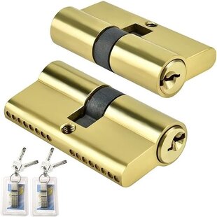 Igoods Cilinderslot - Profielcilinder - Deurcilinder - 60mm Dubbele cilinder - Incl 5 Sleutels - Goudkleurig - 2st