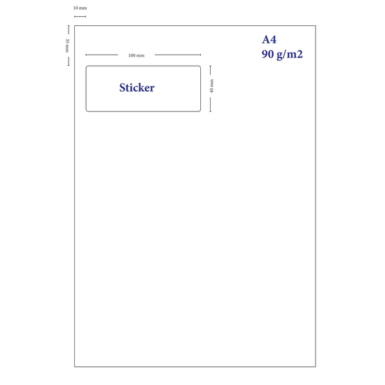 1000x A4 Papier Met Sticker - Witte A4 Papier Voor Bol.com Pakbon - 100x40mm Sticker - Wit