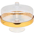 Igoods Igoods Taartplateau - Taartstolp met Gouden Rand - Dienblad met Deksel - Taartstandaard - Acryl