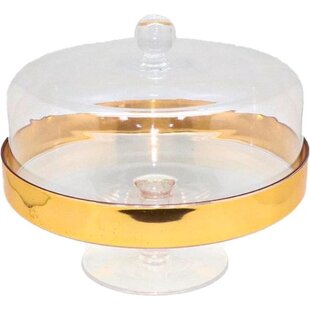 Igoods Taartplateau - Taartstolp met Gouden Rand - Dienblad met Deksel - Taartstandaard - Acryl