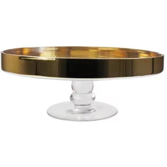 Igoods Igoods Taartplateau - Taartstolp met Gouden Rand - Dienblad met Deksel - Taartstandaard - Acryl