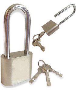 Igoods Hangslot - Kofferslot - Lange Hangslot - Inclusief 3 Sleutels - Universeel - Grijs