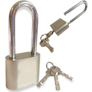 Igoods Hangslot - Kofferslot - Lange Hangslot - Inclusief 3 Sleutels - Universeel - Grijs