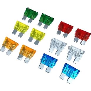 Igoods 12-Delige Zekeringenset - Autozekeringen - Steekzekeringen - Verschillende Soorten - 5-30 A - 6-24 V