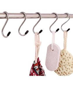 Igoods S-Haken - RVS Handdoekhaken - Ophanghaken - Rubberen Beschermingshoofd - 5 Stuks