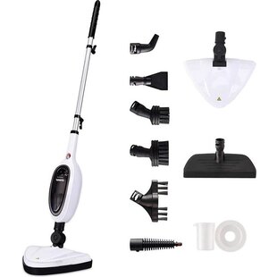 Igoods Stoomreiniger - Handstomer - Vlekkenreiniger - Met 8 opzetstukken - Met Microvezeldoek - Voor Vloeren, Bank, Badkamer en Tapijt - Wit