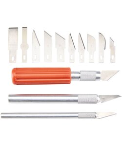 Igoods Hobby Messenset 13-delig - 20 X 12 X 2,5 Cm - Staal Blauw/rood/zilver