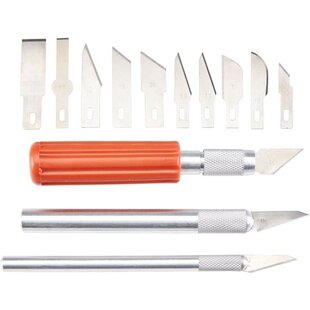 Igoods Hobby Messenset 13-delig - 20 X 12 X 2,5 Cm - Staal Blauw/rood/zilver