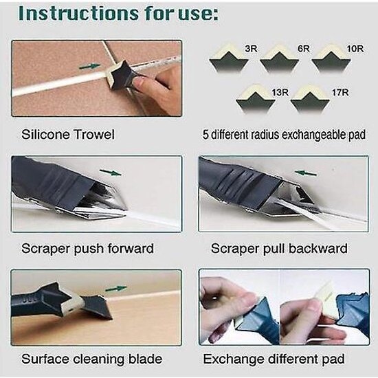 Igoods Igoods 3 In 1 Kitverwijderaar Set - Kitschraper - Voegstrijker - Kitspatel - Lijmverwijderaar - Voor Het Verwijderen En Afwerken Van Kit - Inclusief 5 Mondstukken