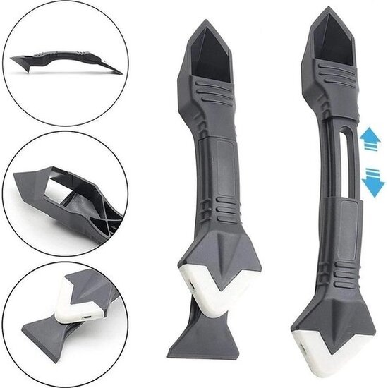 Igoods Igoods 3 In 1 Kitverwijderaar Set - Kitschraper - Voegstrijker - Kitspatel - Lijmverwijderaar - Voor Het Verwijderen En Afwerken Van Kit - Inclusief 5 Mondstukken