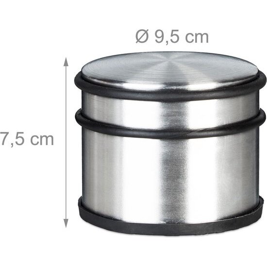 Igoods IGOODS Deurstopper - RVS - 7,5 cm x Ø 9 cm - Extra hoog! - XL deurstopper edelstaal 1.1 kg - Zilver