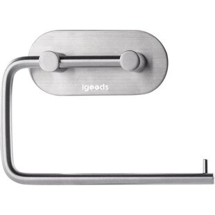 Igoods Toiletrolhouder - WC Rolhouder - Zelfklevend - WC Papierhouder Zonder Klep - Moderne Stijl - RVS Zilver