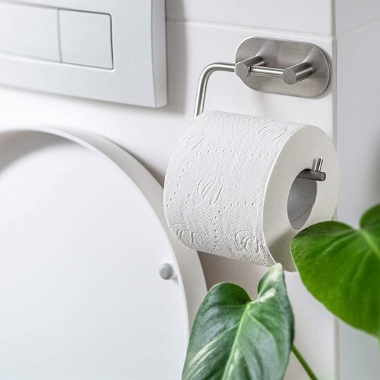Igoods Igoods Toiletrolhouder - WC Rolhouder - Zelfklevend - WC Papierhouder Zonder Klep - Moderne Stijl - RVS Zilver