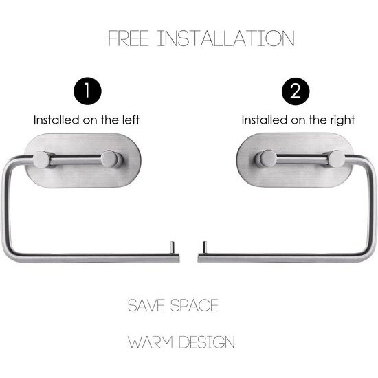 Igoods Igoods Toiletrolhouder - WC Rolhouder - Zelfklevend - WC Papierhouder Zonder Klep - Moderne Stijl - RVS Zilver