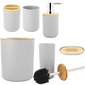 Igoods Igoods Badkamerset - Badkamer - Accessoires - Set van 6 - Zeepdispenser - Zeephouder - Tandenborstelhouder - Prullenbak - Drinkbeker - Toilethouder met Borstel - Grijs
