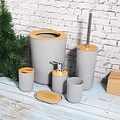 Igoods Igoods Badkamerset - Badkamer - Accessoires - Set van 6 - Zeepdispenser - Zeephouder - Tandenborstelhouder - Prullenbak - Drinkbeker - Toilethouder met Borstel - Grijs