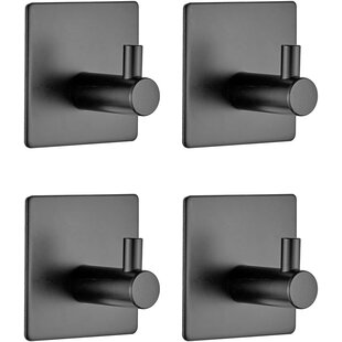 Igoods Handdoekhaakjes - Zelfklevende Kedinghaakjes - Set van 4 Haakjes - Makkelijk Verwijderbaar - Vierkant - RVS - Zwart