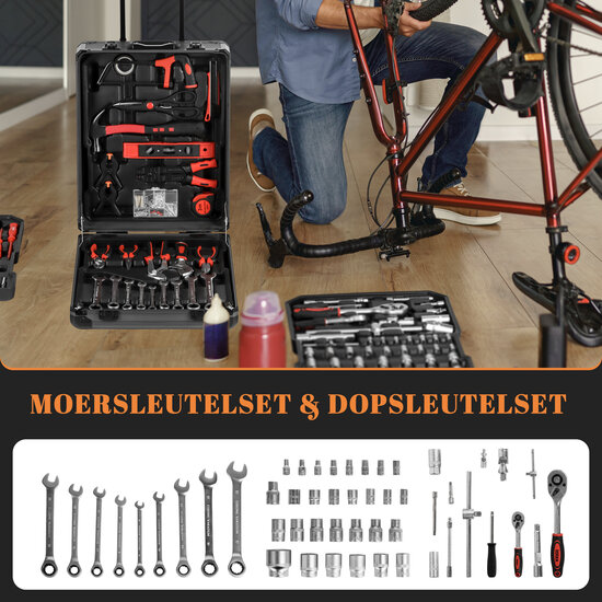 Imtex Imtex Gereedschapstrolley - 399-Delige Gereedschapskoffer - Gereedschapskist - Gereedschapskoffer op Wielen - Gevuld - Aluminium